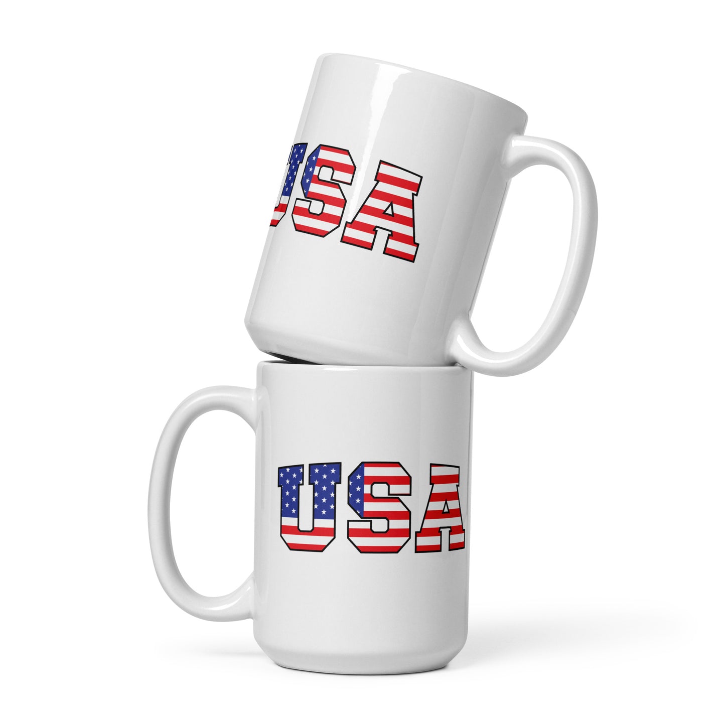 USA White Glossy Mug 15 oz - Simple Designs LLC